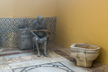 A sculptural exhibition showing the life of the late 19th century in the Turkish bath - Hammam El Basha in the old town of Acre in Israel