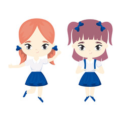 cute little student girls avatar character