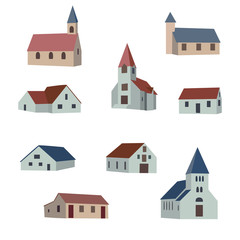 Set collection of village houses. Vector