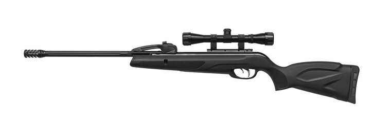 Air rifle with a telescopic sight isolate on a white background. Pneumatic gun. Sports air rifle...