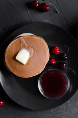 Fresh pick up forest fruit with wholegrain pancakes