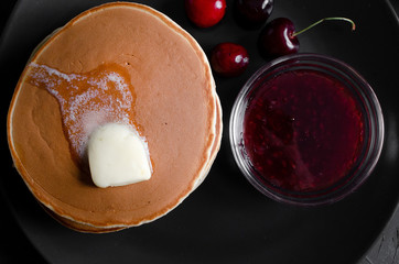 Fresh pick up forest fruit with wholegrain pancakes