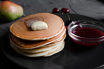 Fresh pick up forest fruit with wholegrain pancakes