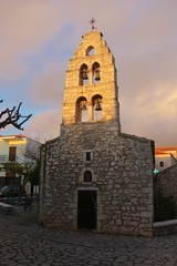 Old stone church in the village Areopoli in the Inner Mani. Peloponnese, Greece, South-east Europe.