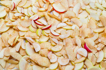 Fresh sliced apple cooked for drying