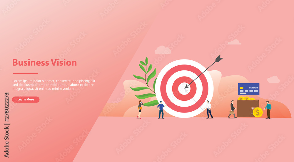 Poster business or people target with big dart and some people walking around for website template or landi