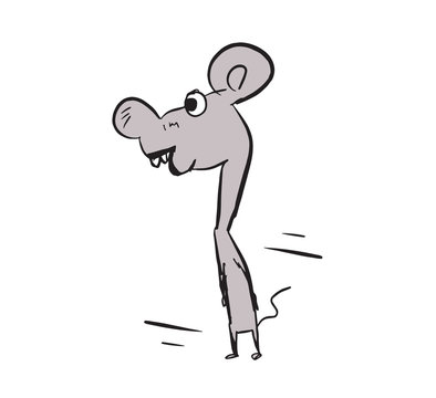 mouse cartoon character vector illustration, rat animal hand drawn