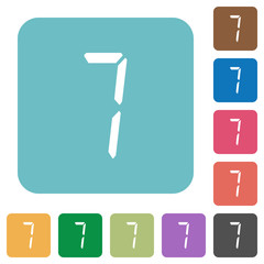 digital number seven of seven segment type flat round icons