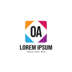 Initial OA logo template with modern frame. Minimalist OA letter logo vector illustration