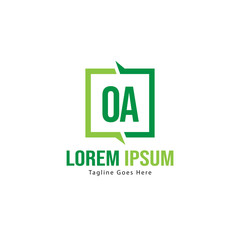 Initial OA logo template with modern frame. Minimalist OA letter logo vector illustration