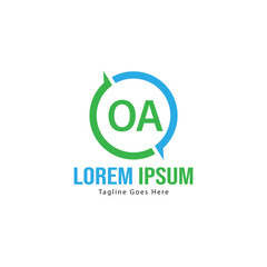Initial OA logo template with modern frame. Minimalist OA letter logo vector illustration