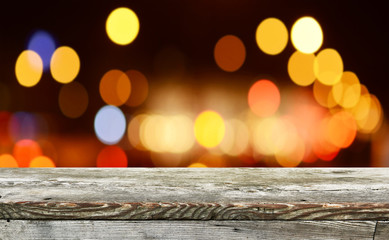 Empty wooden table background for display montages