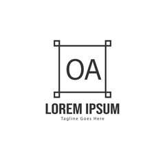 Initial OA logo template with modern frame. Minimalist OA letter logo vector illustration