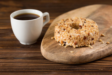 almond bisquit cake dessert with ricotta and honey. Breakfast