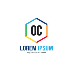 Initial OC logo template with modern frame. Minimalist OC letter logo vector illustration