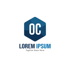 Initial OC logo template with modern frame. Minimalist OC letter logo vector illustration