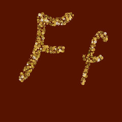 Ff golden glitter letter. 