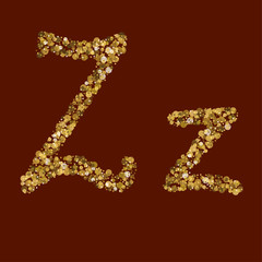 Zz latin golden glitter letters.