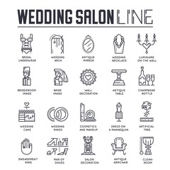Set of wedding salon, preparation of marriage icons.