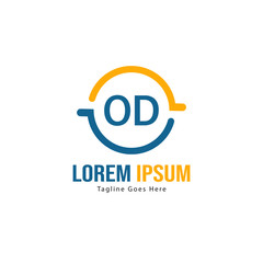 Initial OD logo template with modern frame. Minimalist OD letter logo vector illustration