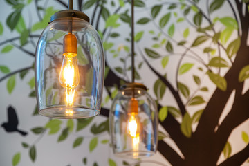 Modern glass lamps in the interior