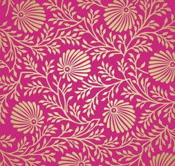 Naklejka na ściany i meble wedding card design, paisley floral pattern , India 