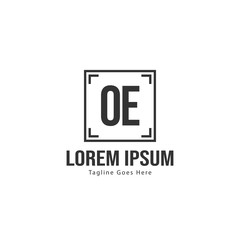 Initial OE logo template with modern frame. Minimalist OE letter logo vector illustration