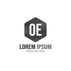Initial OE logo template with modern frame. Minimalist OE letter logo vector illustration