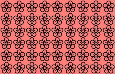 Zelfklevend Fotobehang Flower Pattern with Peach Background. Petals Design spread over clear background. Use Articles, Printing, Illustration, background, website, businesses, presentations, Product Promotions. © SN040288