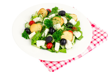 White plate with vegetable salad