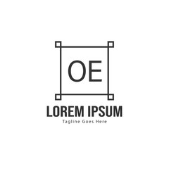 Initial OE logo template with modern frame. Minimalist OE letter logo vector illustration