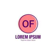 Initial OF logo template with modern frame. Minimalist OF letter logo vector illustration