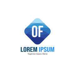 Initial OF logo template with modern frame. Minimalist OF letter logo vector illustration