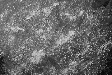 White powder isolated on black background, top view with clipping path