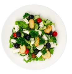 White plate with vegetable salad