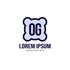 Initial OG logo template with modern frame. Minimalist OG letter logo vector illustration
