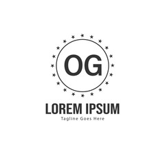 Initial OG logo template with modern frame. Minimalist OG letter logo vector illustration