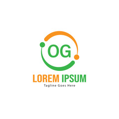 Obraz premium Initial OG logo template with modern frame. Minimalist OG letter logo vector illustration