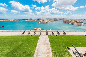 Saluting battery in Valletta bay in Malta