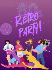 retro party,festival in the style of 80 years.poster in the style of 80 years.banner background with copy space.vector image