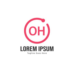 Initial OH logo template with modern frame. Minimalist OH letter logo vector illustration
