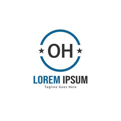 Initial OH logo template with modern frame. Minimalist OH letter logo vector illustration