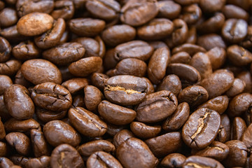 Coffee background, roasted beans texture 