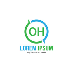 Initial OH logo template with modern frame. Minimalist OH letter logo vector illustration