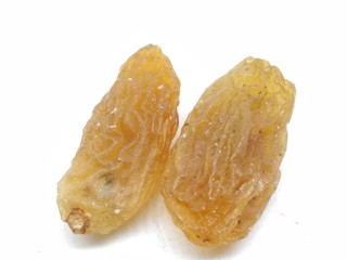 A picture of dry grapes isolated on white background