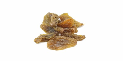 A picture of dry raisins isolated on white background