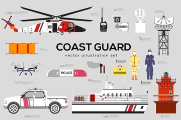 Coast guard with security equipment and team.