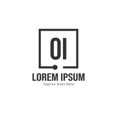Initial OI logo template with modern frame. Minimalist OI letter logo vector illustration