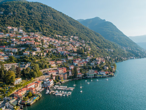 Lake of Como, little port and village of Moltrasio. Holidays in Italy