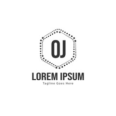 Initial OJ logo template with modern frame. Minimalist OJ letter logo vector illustration